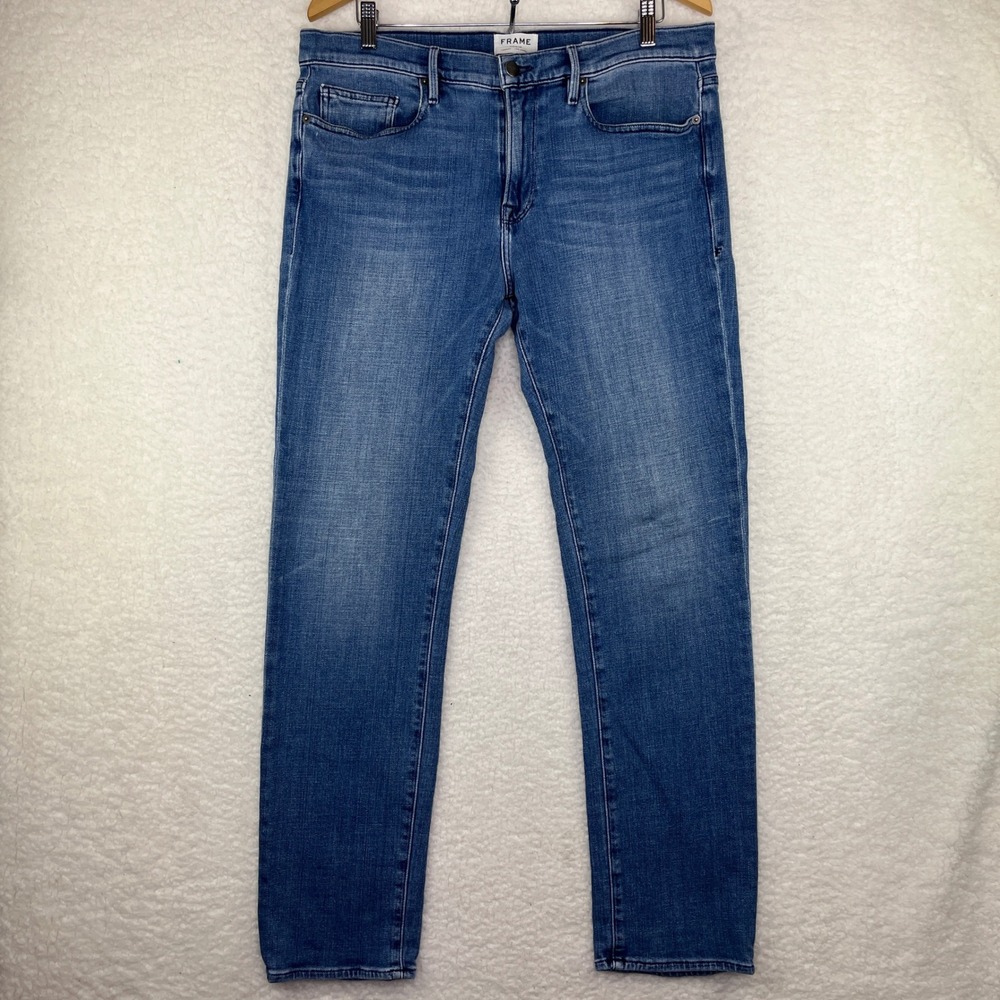 Frame L'Homme Slim Fit Jeans Mens 36 Medium Wash Blue Denim Pants Stretch